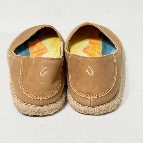 Olukai Kaula paa ili Flat Espadrille Loafer Shoe Brown Leather Slip On Women 6.5 - Picture 5 of 10